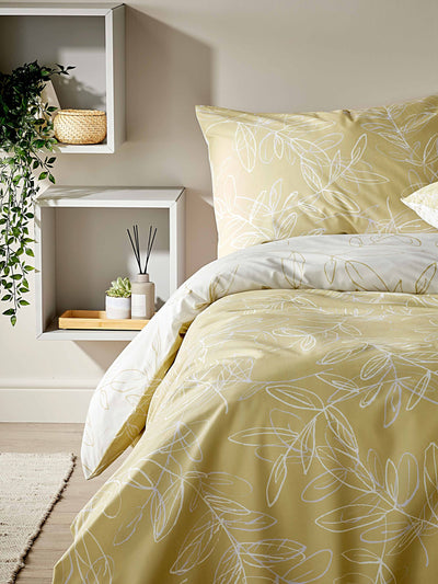 Next Vantona Cream Linear Leaves Duvet Cover and Pillowcase Set- Buy online at McGrocer