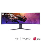 LG UltraGear 45 Inch Dual QHD 200Hz VA Curved Gaming Monitor, 45GR75DC-B