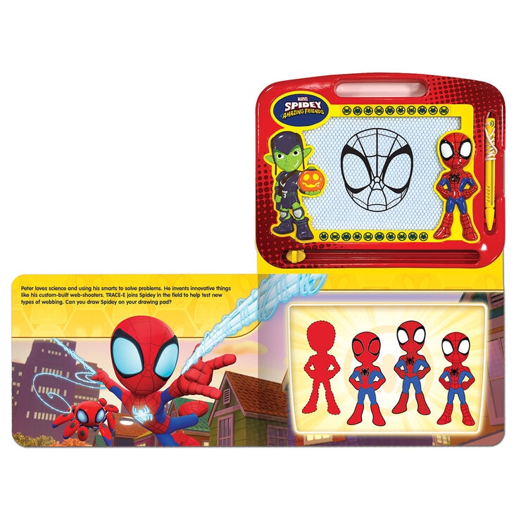 Spidey board book with magnetic drawing pad (British brand)