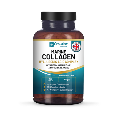 Holland & Barrett Prowise Healthcare Marine Collagen with Hyaluronic Acid Complex 1100mg Collagen Supplement Capsules 90 Capsules- Buy online at McGrocer