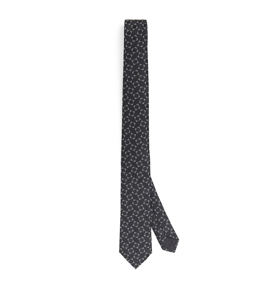 Giorgio Armani silk geometric jacquard tie - British product