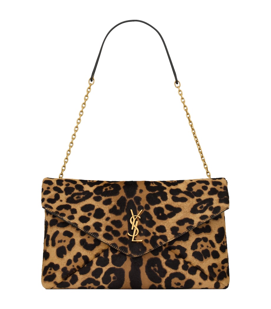 Saint Laurent Cassandre Envelope leopard pony hair chain wallet, imported from the UK