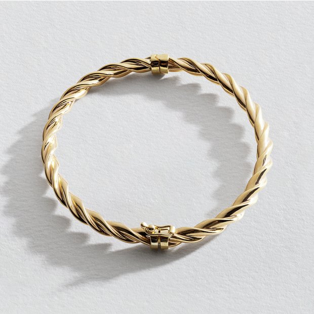 Revere 9ct yellow gold twisted chain bangle (British brand)