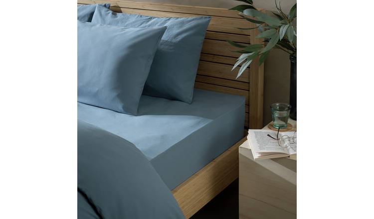 Habitat Cotton Rich Denim Fitted Sheet King Size, UK version