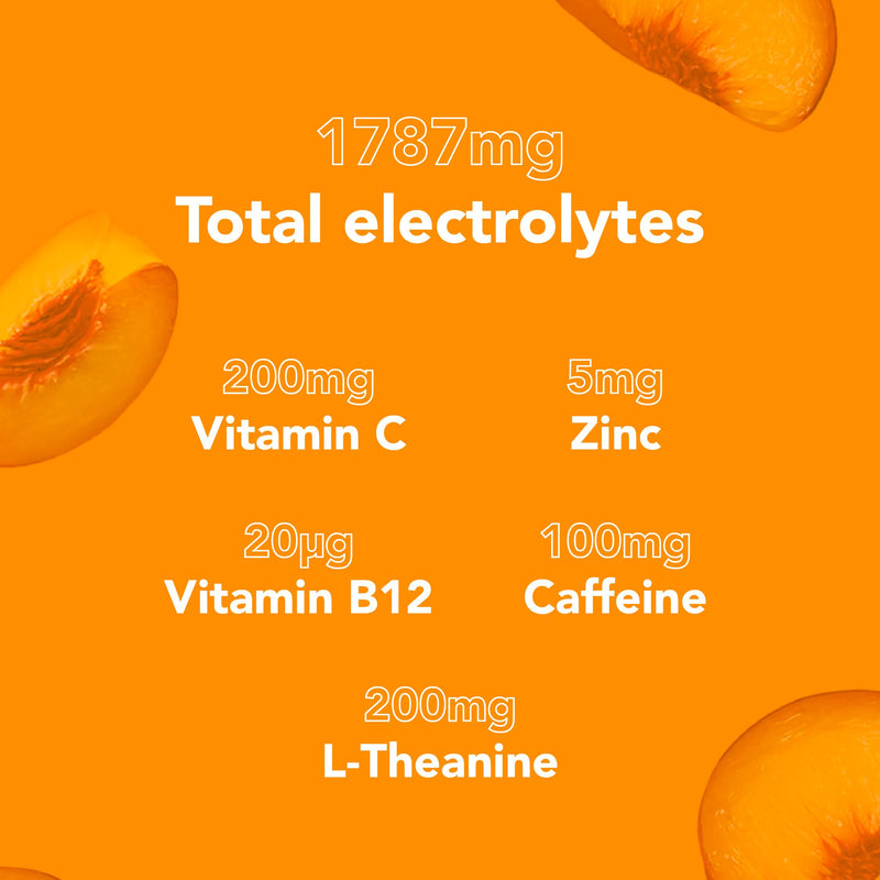 Zooki Electrolytes + Energy Focus peach supplement sachet - British product