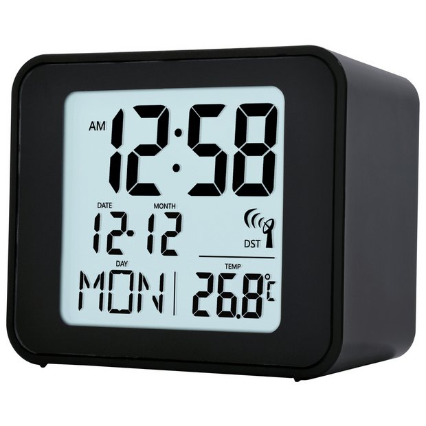 Acctim Cole funkgesteuerter LCD-Display-Wecker Schwarz - Britisches Produkt