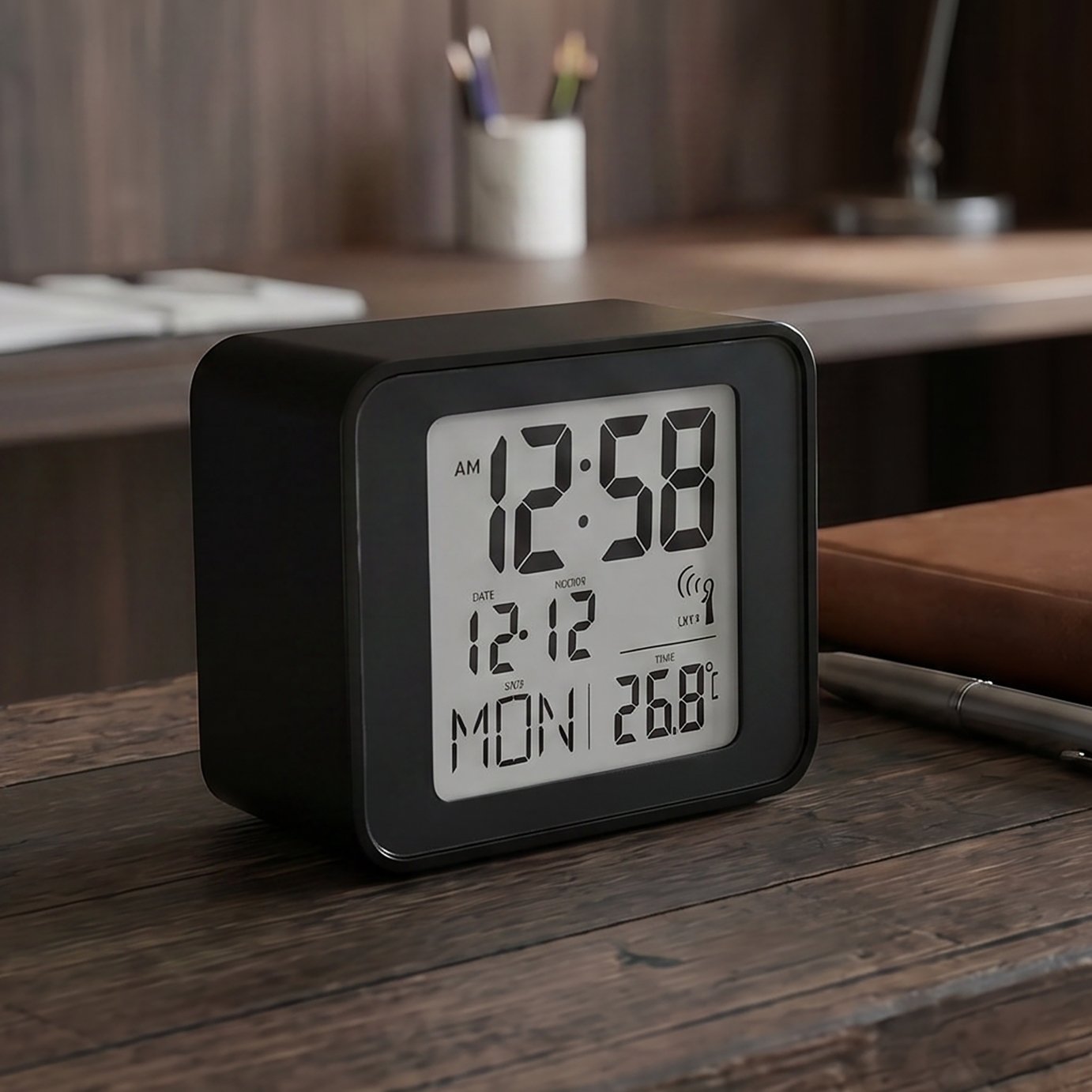 Acctim Cole radio controlled LCD display alarm clock black - British product