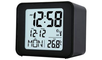 Acctim Cole Funkgesteuertes LCD-Display-Wecker Schwarz Digitaler Wecker