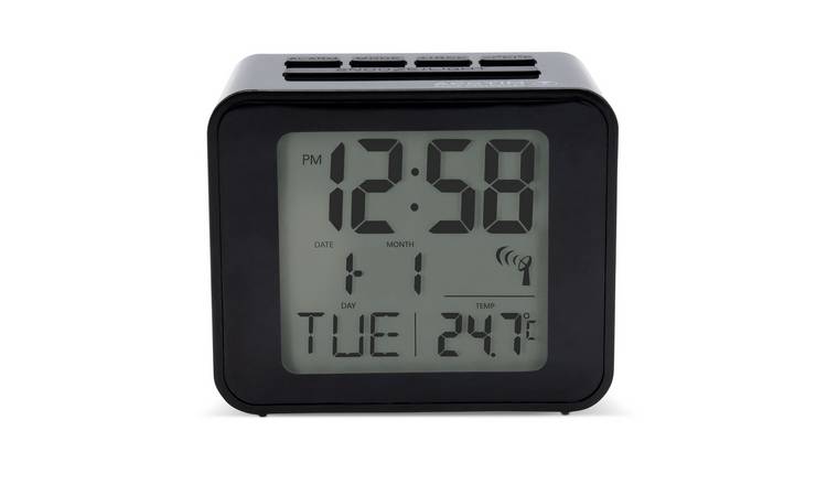 Acctim Cole radio controlled LCD display alarm clock black - British product