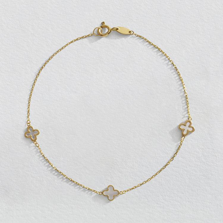 Revere clover bracelet 9ct yellow gold mother of pearl - British product