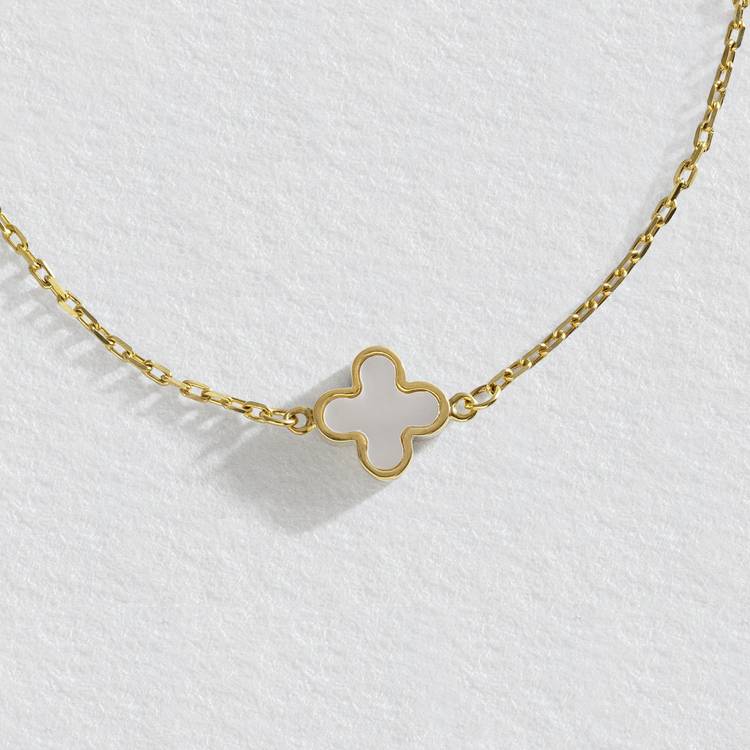 Revere clover bracelet 9ct yellow gold mother of pearl - British product
