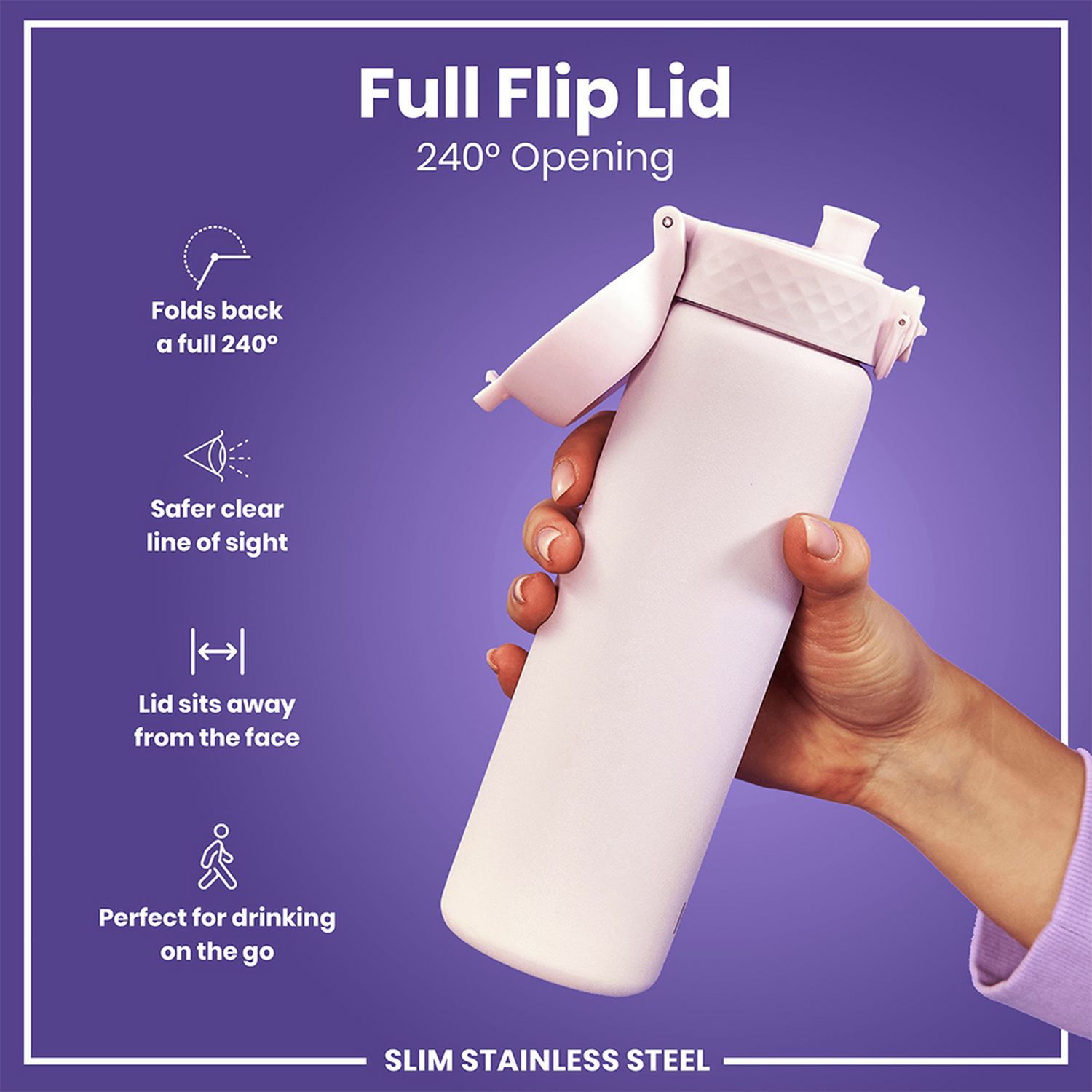 Ion8 Lilac Dusk water bottle 600ml, UK version