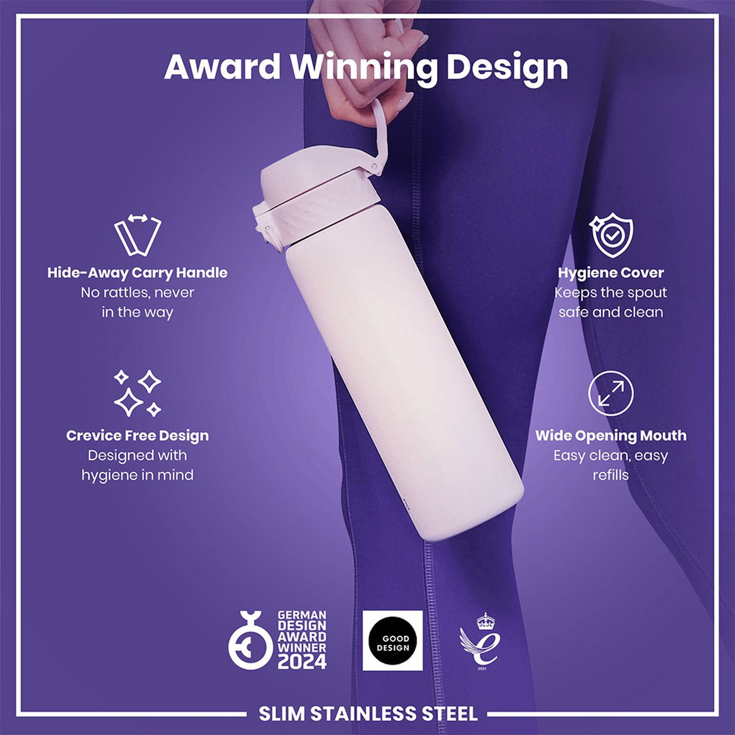 Ion8 Lilac Dusk water bottle 600ml, UK version