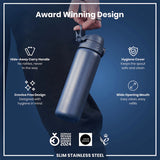 Ion8 Ash Navy water bottle 600ml, UK version
