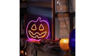 Argos Argos Home Battery Neon Effect Pumpkin Sign Halloween Decoration Light 27 x 29 cm- Buy online at McGrocer
