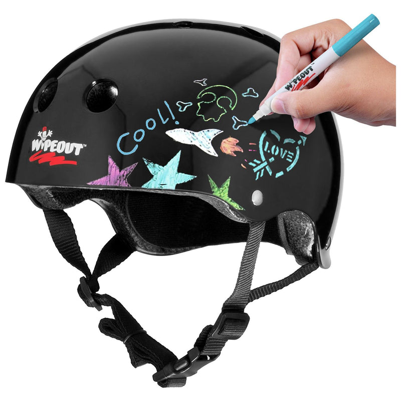 Wipeout dry erase kids bike helmet 52-56cm black (British brand)