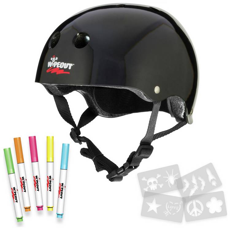 Wipeout dry erase kids bike helmet 52-56cm black (British brand)