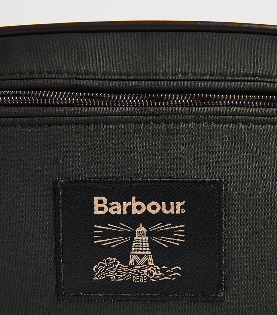 Barbour wax-coated wash bag - British product