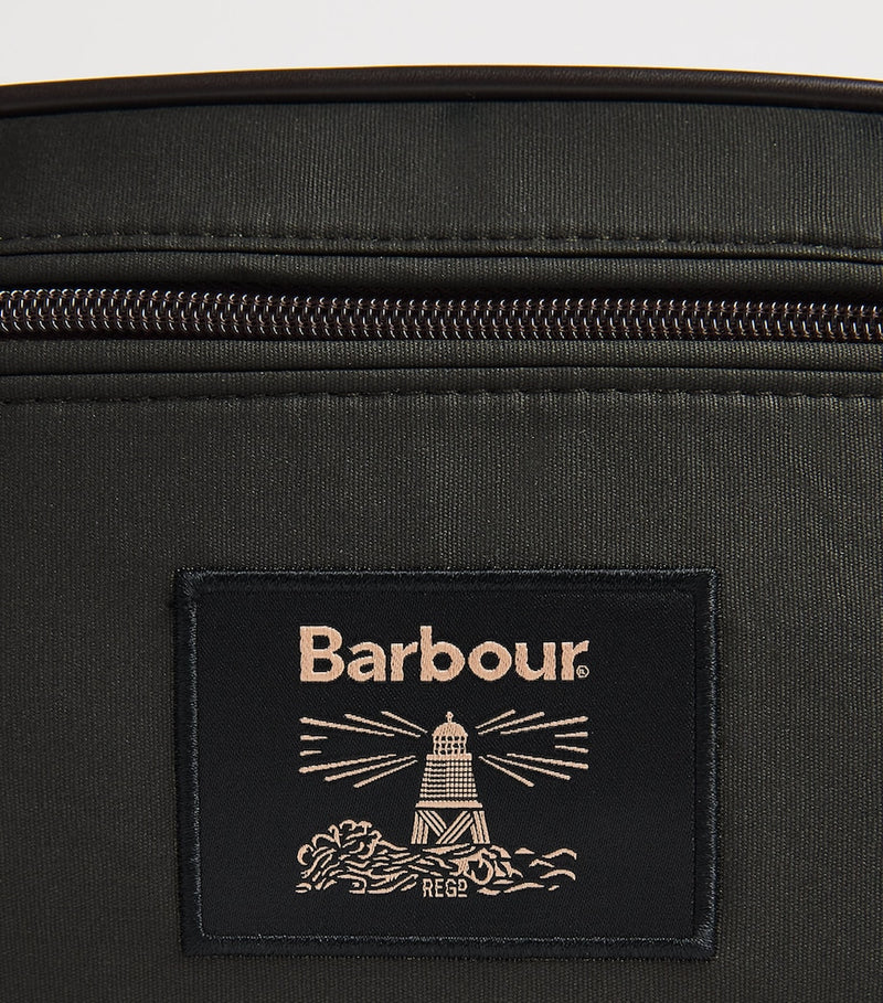 Barbour wax-coated wash bag - British product