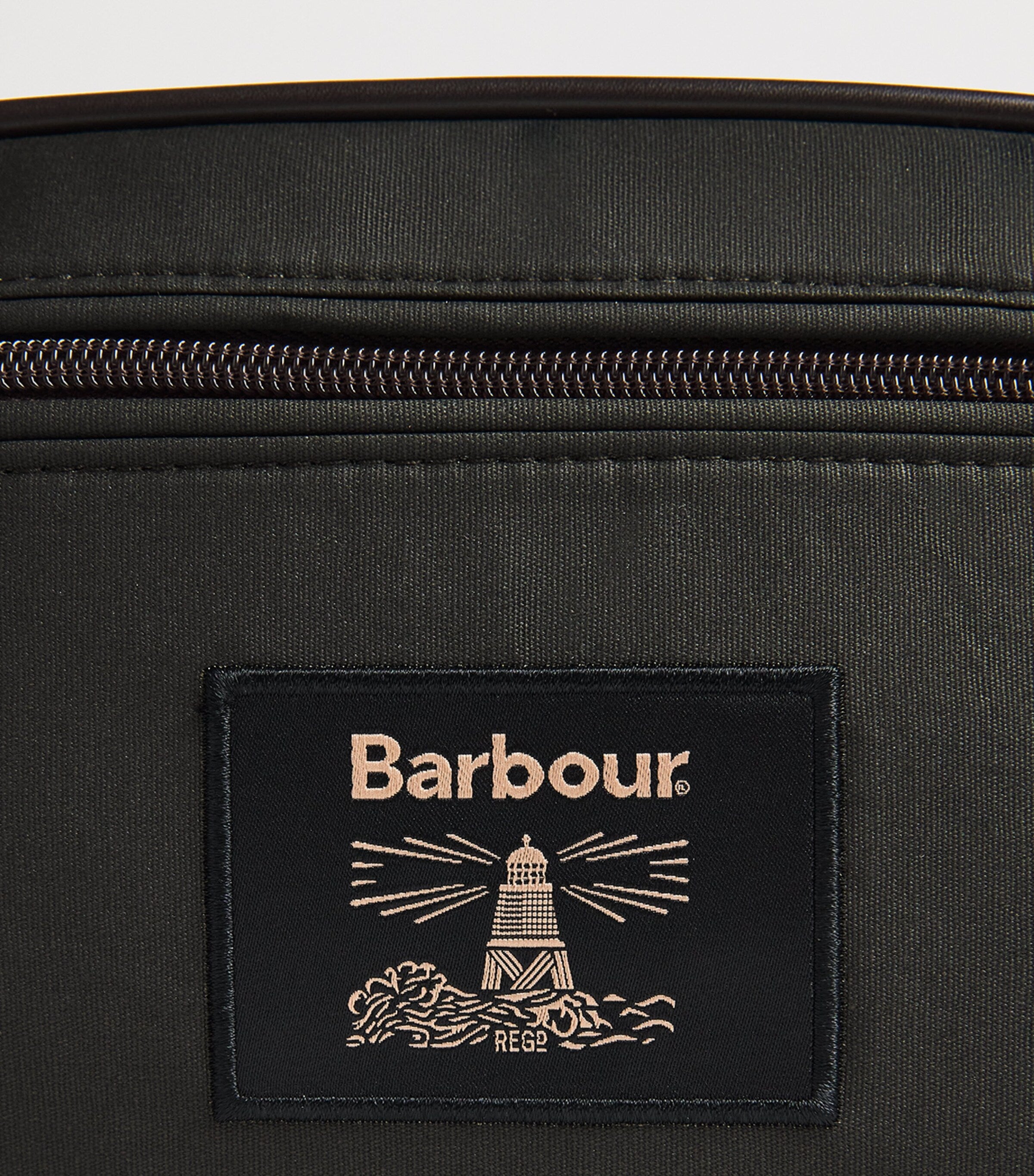 Barbour wax-coated wash bag - British product
