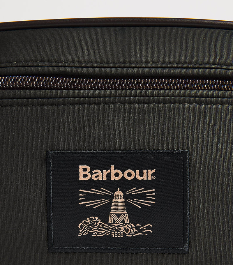Barbour wax-coated wash bag - British product