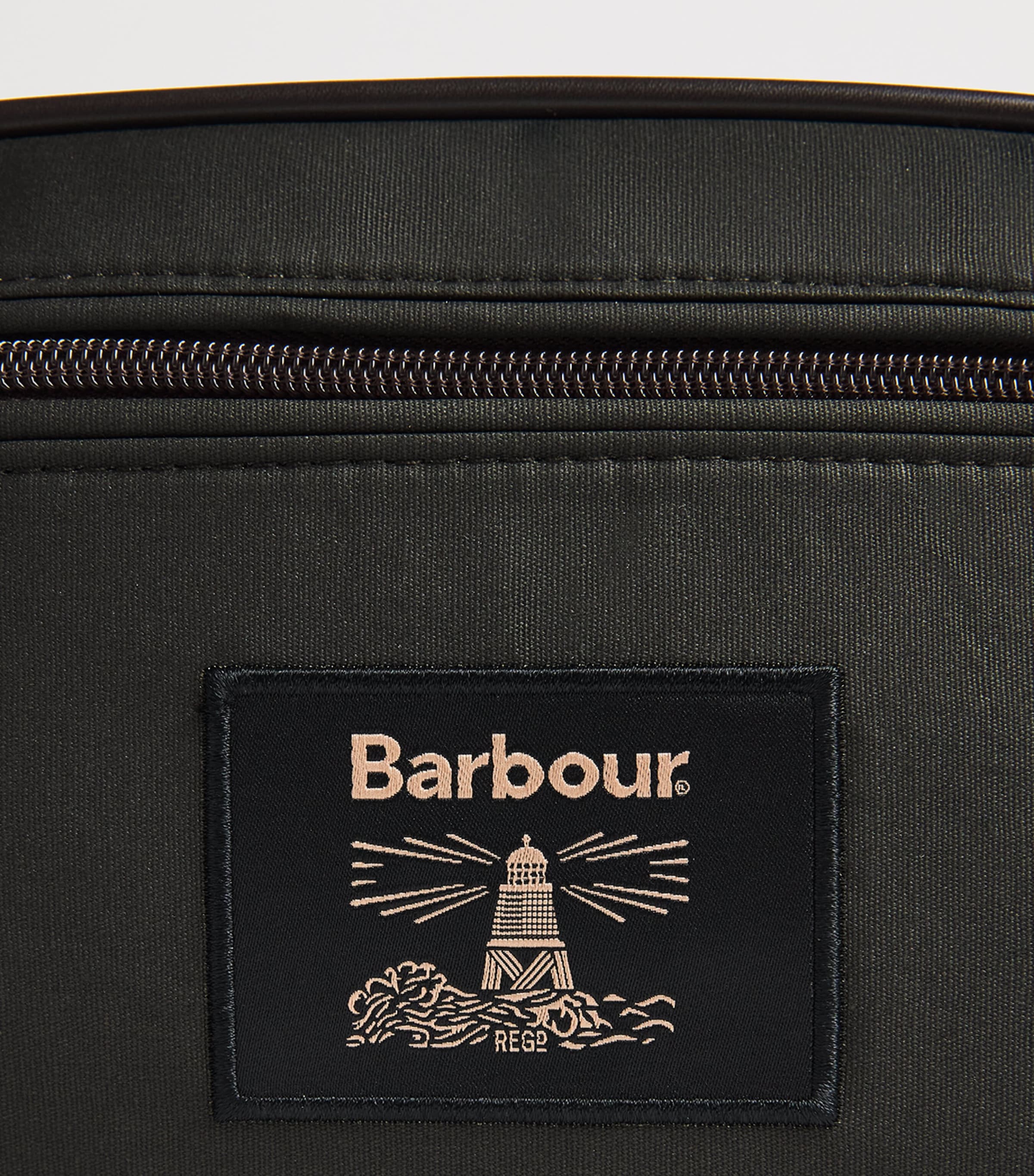 Barbour wax-coated wash bag - British product