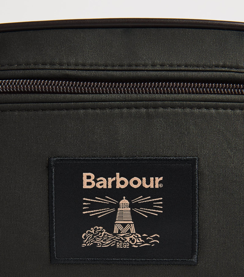 Barbour wax-coated wash bag - British product