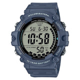 Casio blue digital watch with resin strap (British brand)