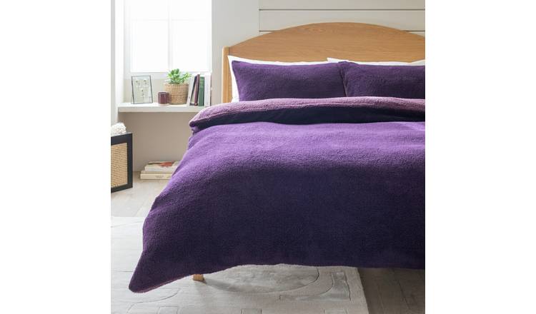 Argos Home Double Sided Fleece Purple Bedding Set King Size - British product