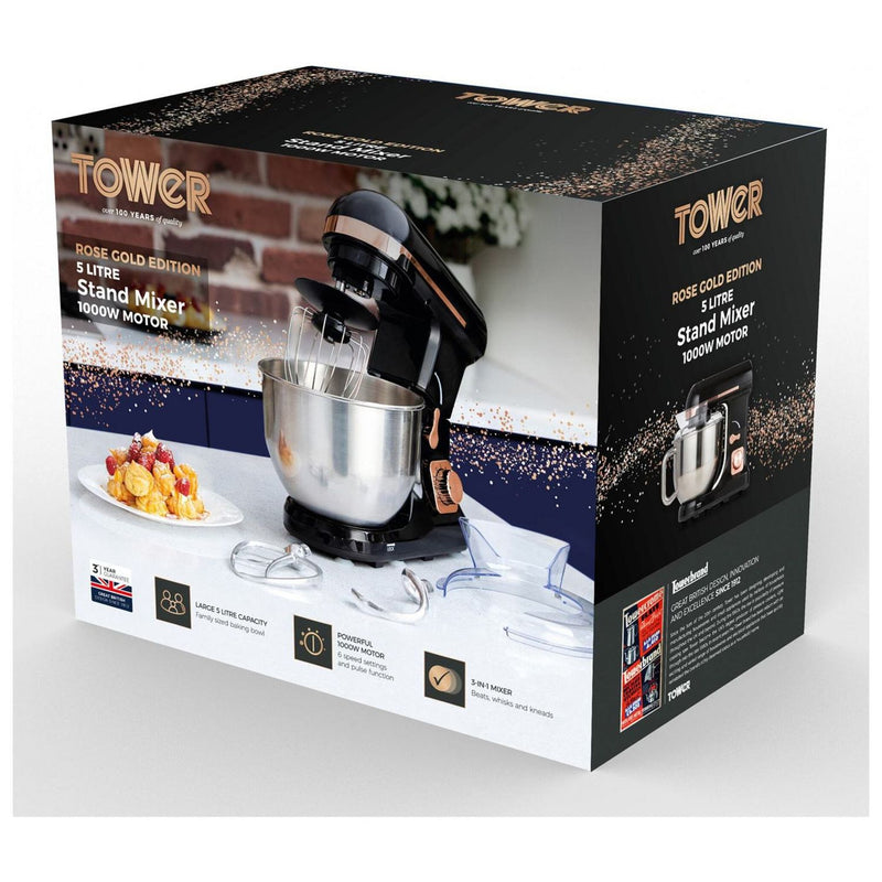 Tower Cavaletto stand mixer black rose gold, imported from the UK
