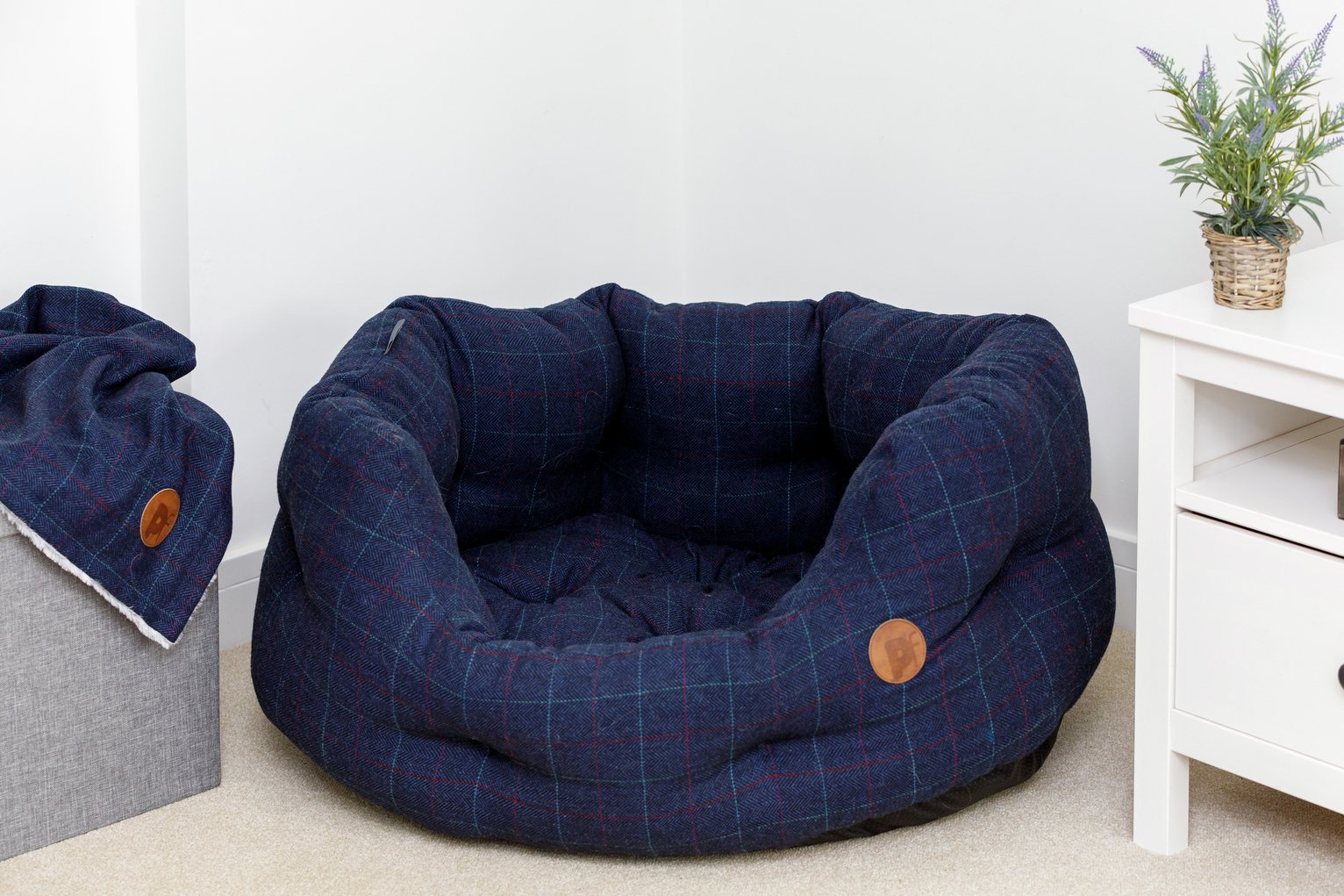 Petface Midnight Tweed Oval Dog Bed Large, imported from the UK