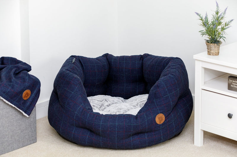 Petface Midnight Tweed Oval Dog Bed Large, imported from the UK