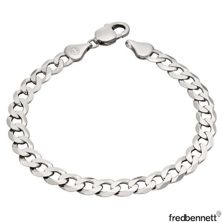 Fred Bennett heavyweight diamond cut curb chain bracelet 22cm, imported from the UK