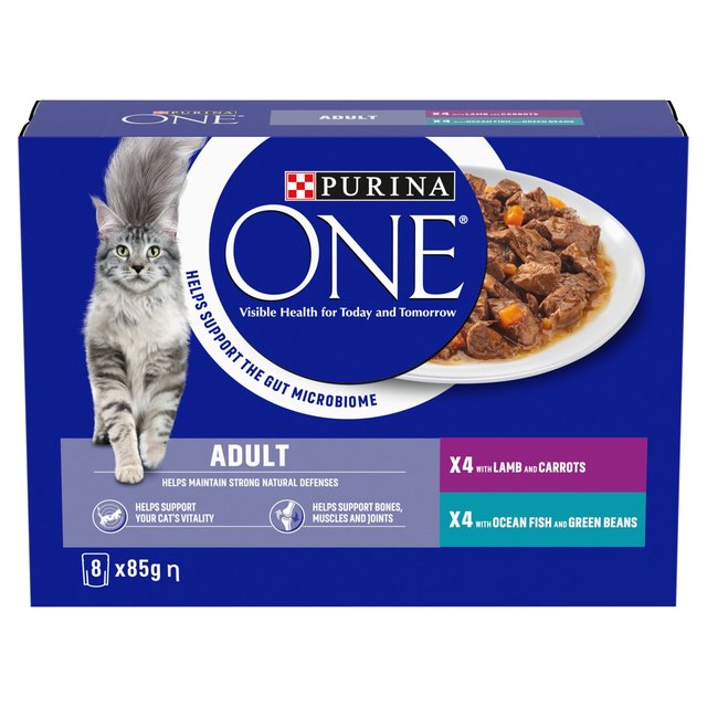 Purina One Mini Fillets Ocean Fish and Lamb Wet Cat Food   8 x 85g