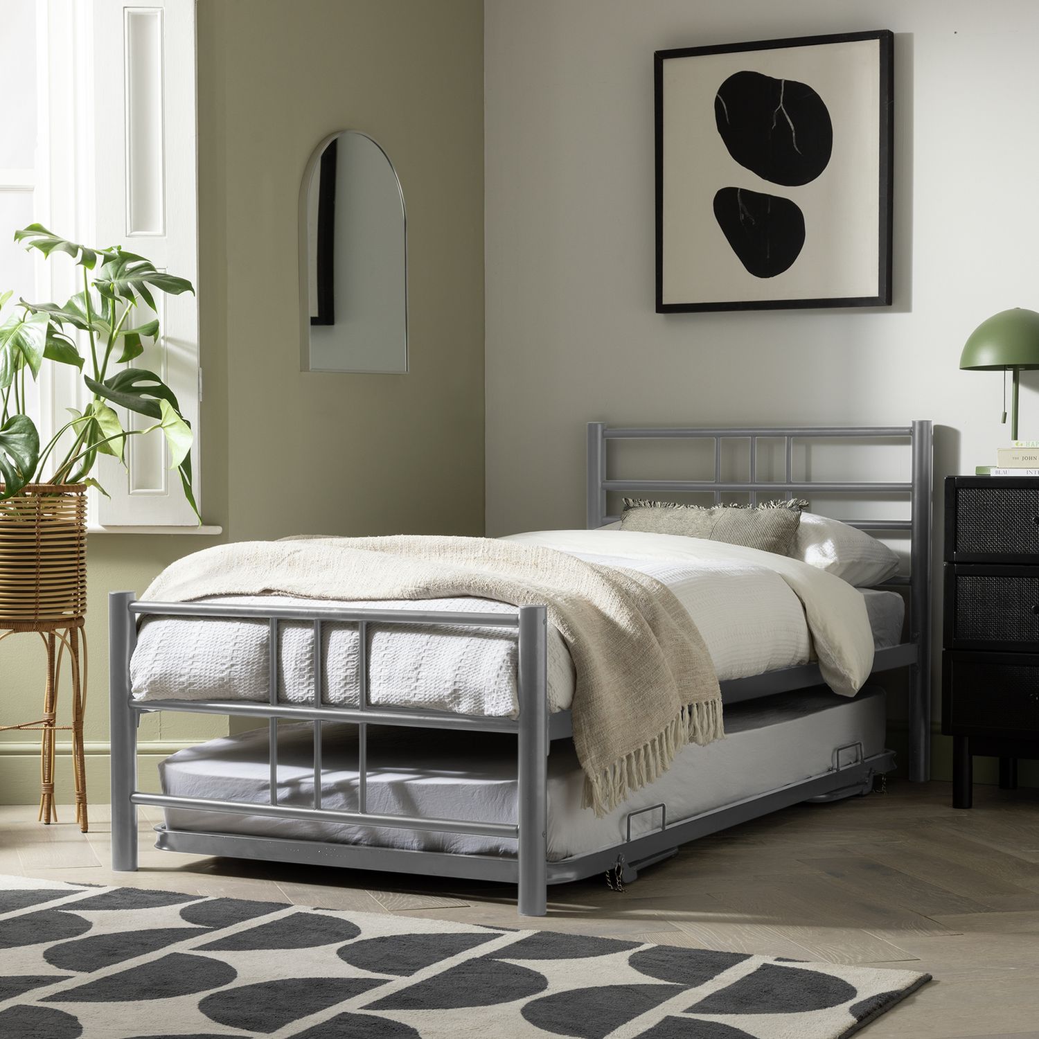 Argos Atlas silver guest bed single with mattresses - British product