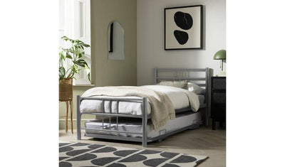 Argos Home Atlas Metal Guest Bed Silver with 2 Mattresses Single Bed Set