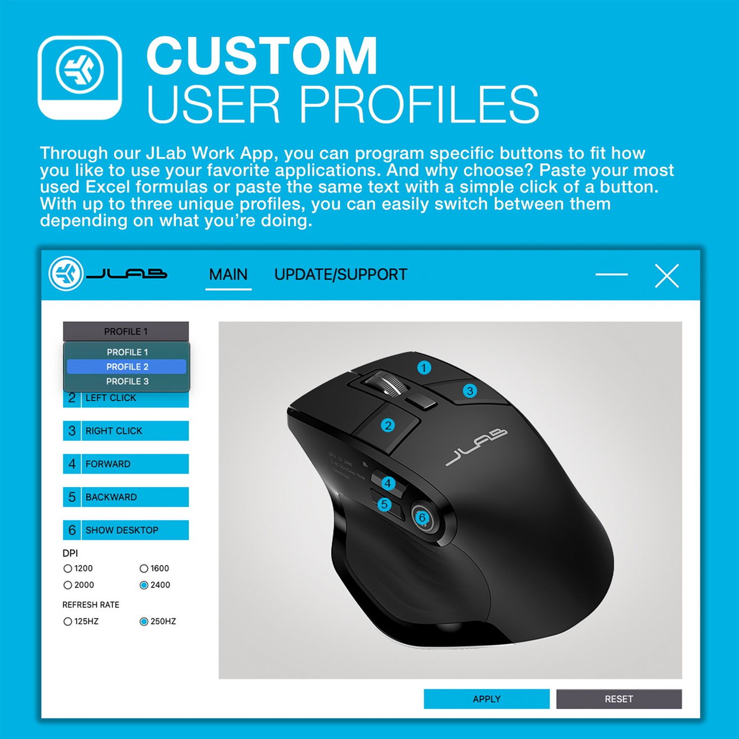 JLab Epic wireless ergonomic mouse black - British product