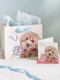 White cockapoo gift bag and card set (British brand)