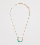 Jacquie Aiche small crescent moon gold turquoise diamond necklace, UK version