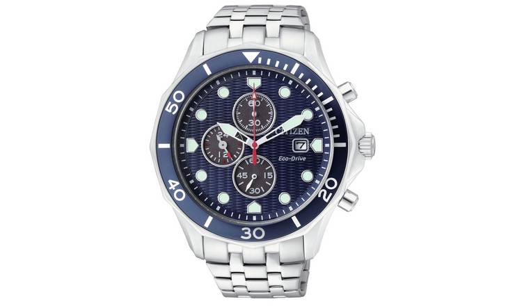 Citizen Eco-Drive chronograph watch blue dial stainless steel, imported from the UK