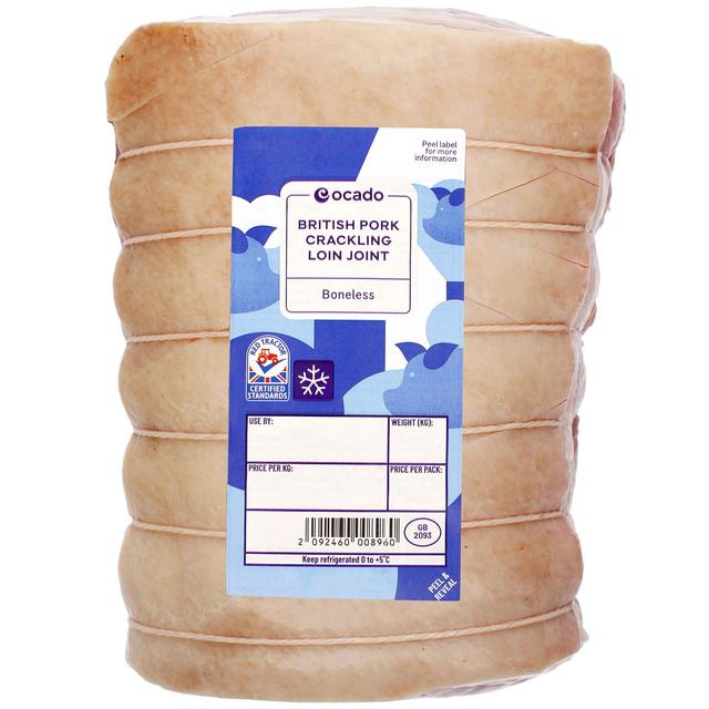 Ocado British Pork Crackling Loin Joint Boneless   Typically: 1.25kg GOODS M&S   