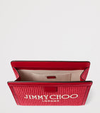Jimmy Choo raffia leather-trim Avenue pouch, UK version