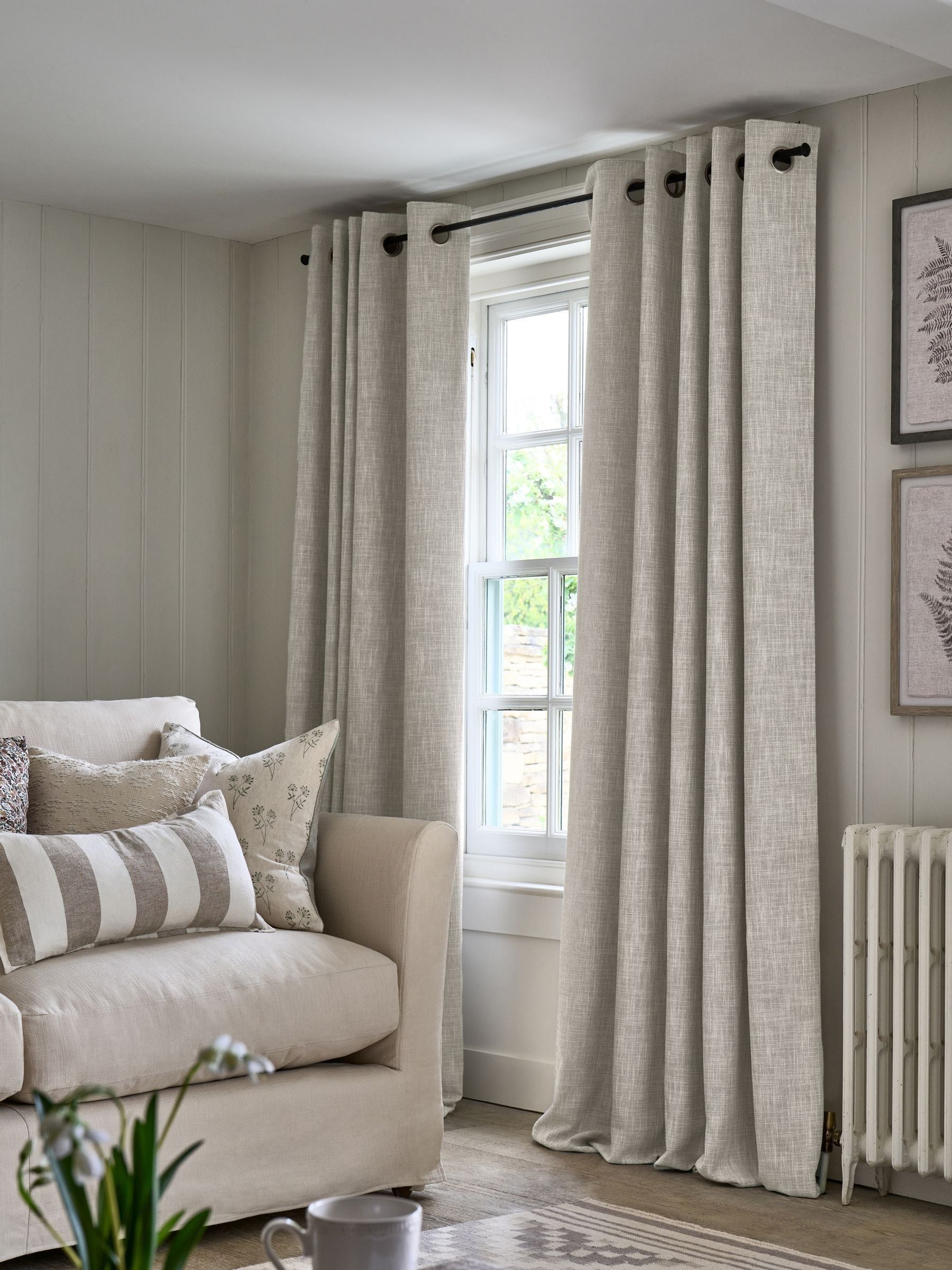 Textured eyelet blackout thermal curtains pair - UK version