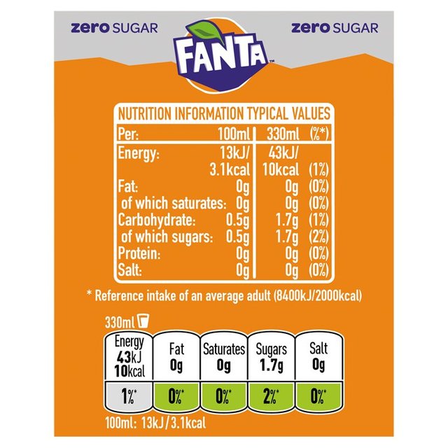 Fanta Orange Zero   8 x 330ml GOODS M&S   