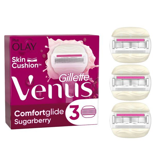 Gillette Venus Comfortglide Razor Blades with Olay Sugarberry   3 per pack GOODS M&S   