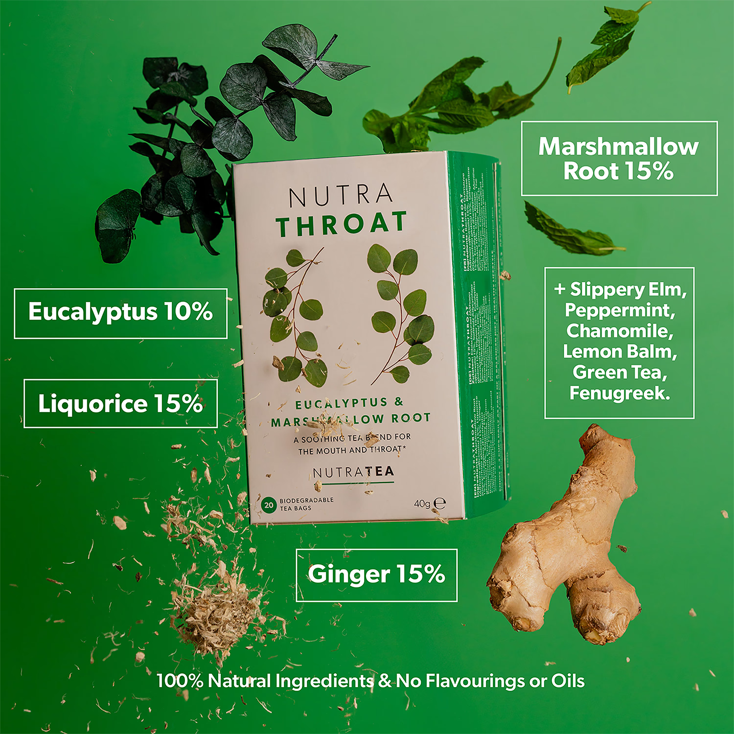 NutraThroat Herbal Tea 20 Tea Bags, imported from the UK