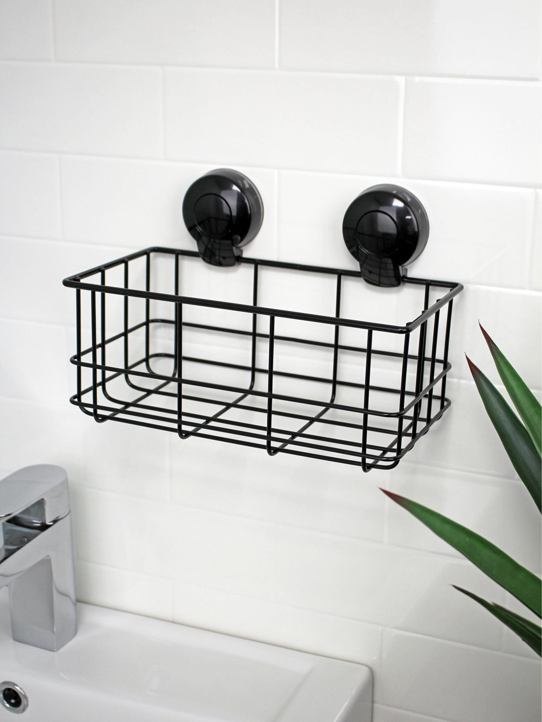 Showerdrape Suctionloc schwarzer Flaschenkorb 17x26x14cm - Britisches Produkt