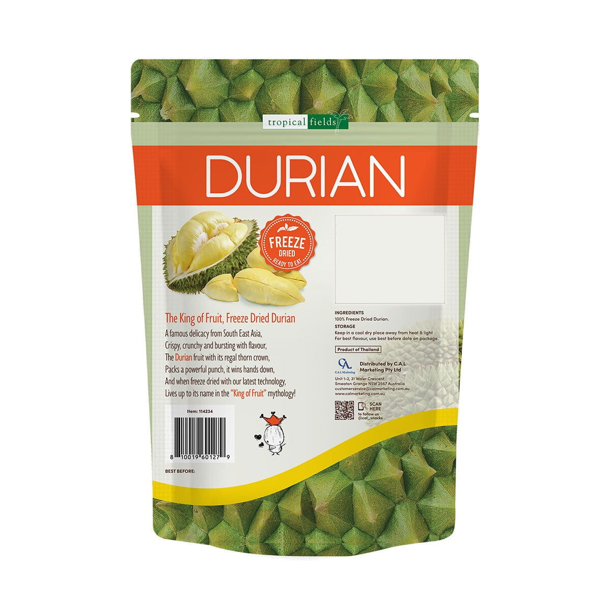 Tropical Fields Freeze Dried Durian, 130g GOODS Costco UK