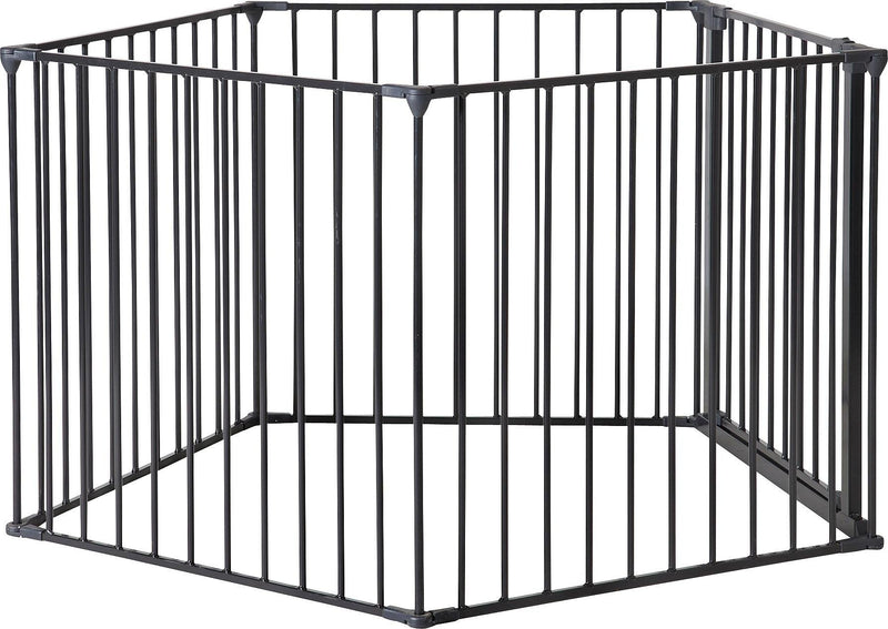 Black pet pen with wall fittings for dog safety (British brand)