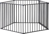 Black pet pen with wall fittings for dog safety (British brand)
